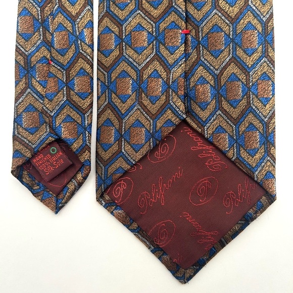 Polifroni Milano Other - Polifroni Milano Brown Tan Blue 100% Silk Necktie Tie Italy Men's Size One Size
